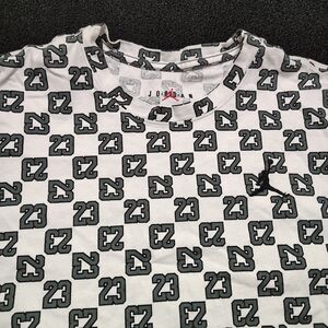Air Jordan Jumpman 23 White Graphic Print Short Sleeve Shirt Men's Size Large